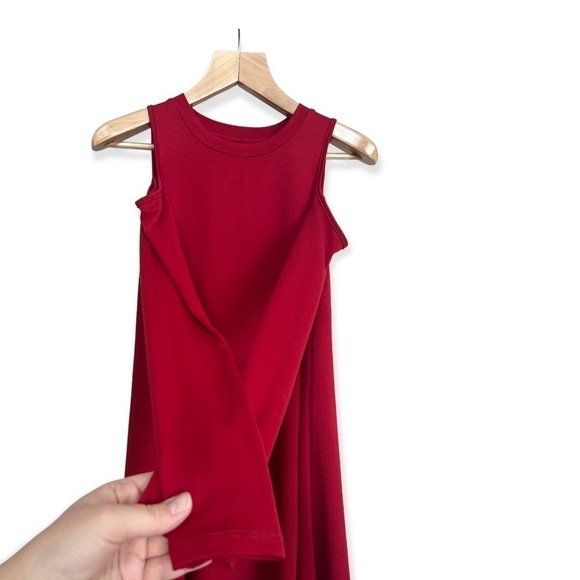 Women’s Red Cold Shoulder Long Sleeve Swing Dress by Fuerfits, Size Small - Picture 4 of 8